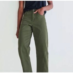Everlane The Utility Straight Barrel Pant Lagenlook Denim Crop Jeans Green RARE